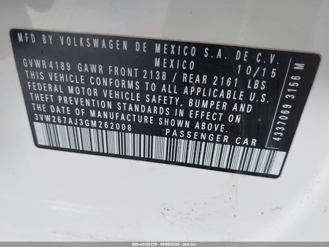 3VW267AJ3GM262008 Volkswagen 1.4t