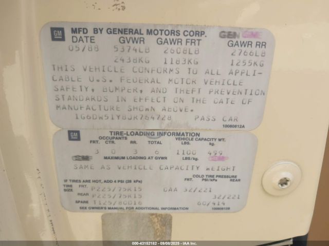 1988 CADILLAC BROUGHAM 1G6DW51Y8JR764728 Photo 8