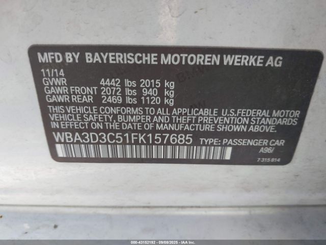 2015 BMW 328D WBA3D3C51FK157685 Photo 8