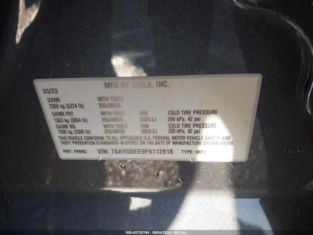 2023 TESLA MODEL Y 7SAYGDEE9PA112818 Photo 8