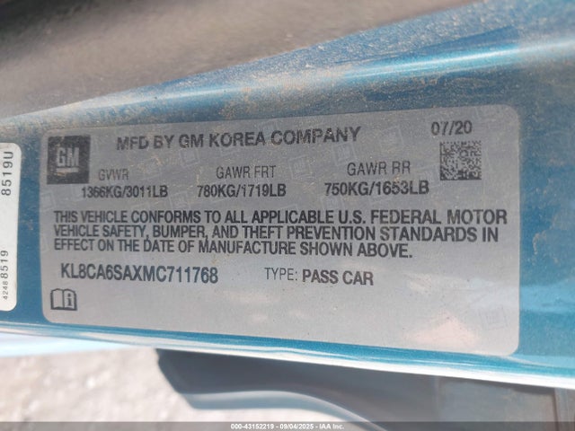 KL8CA6SAXMC711768 Chevrolet lv7 - mfi, variable valve timing, alum, gen 1 var 1