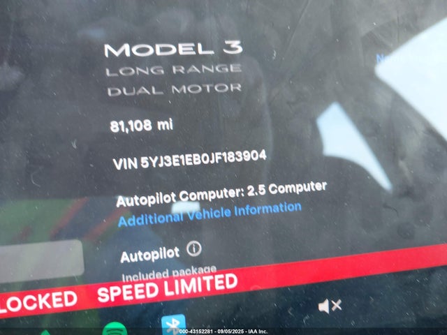 Продаж на аукціоні авто 2018 Tesla Model 3 Long Range/performance, vin: 5YJ3E1EB0JF183904, номер лоту: 43152281
