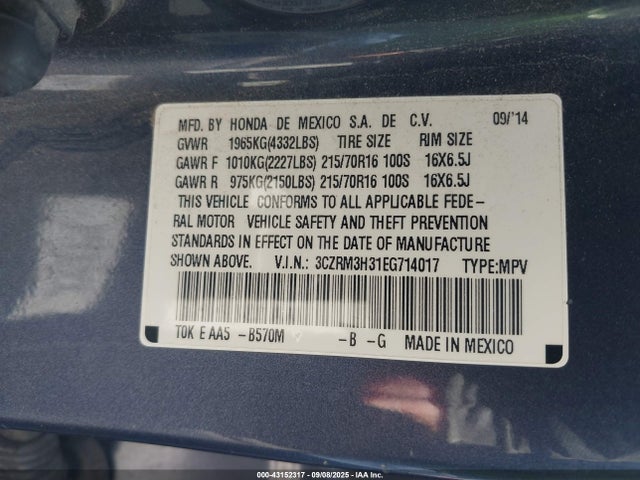 3CZRM3H31EG714017 Honda k24z7