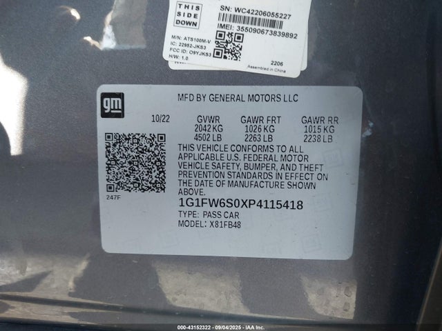1G1FW6S0XP4115418 Chevrolet 2023