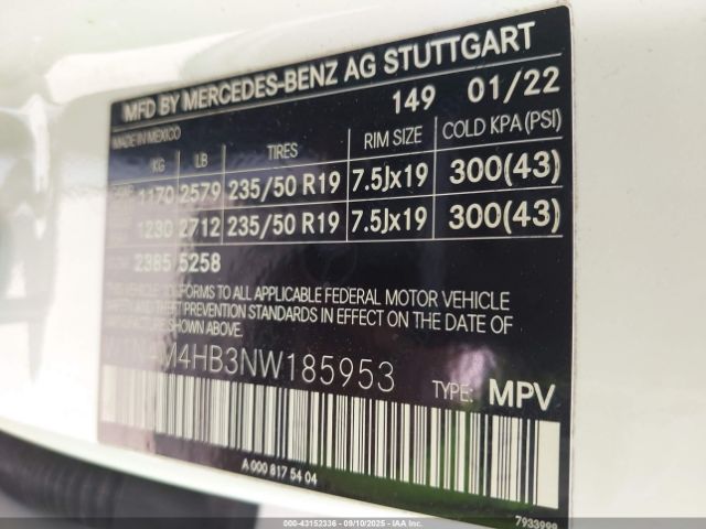 2022 MERCEDES-BENZ GLB 250 W1N4M4HB3NW185953 Photo 8