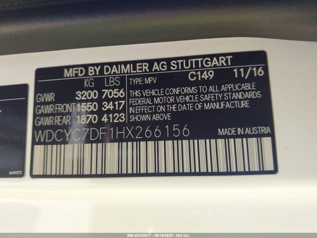 WDCYC7DF1HX266156 Mercedes-Benz Amg G 63 4matic