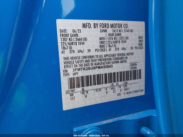 Ford 2023 2023 3FMTK2SU8PMA50943 Image 9