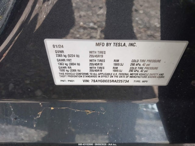 2024 TESLA MODEL Y 7SAYGDEE5RA225734 Photo 8