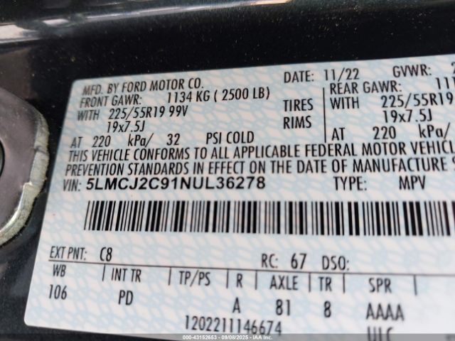2022 LINCOLN CORSAIR 5LMCJ2C91NUL36278 Photo 8