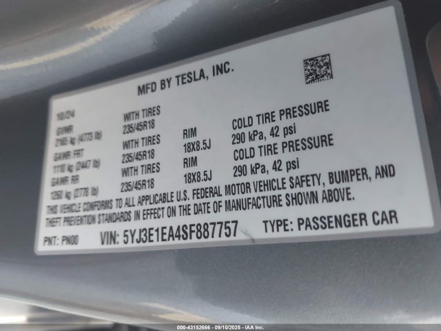 2025 TESLA MODEL 3 5YJ3E1EA4SF887757 Photo 8