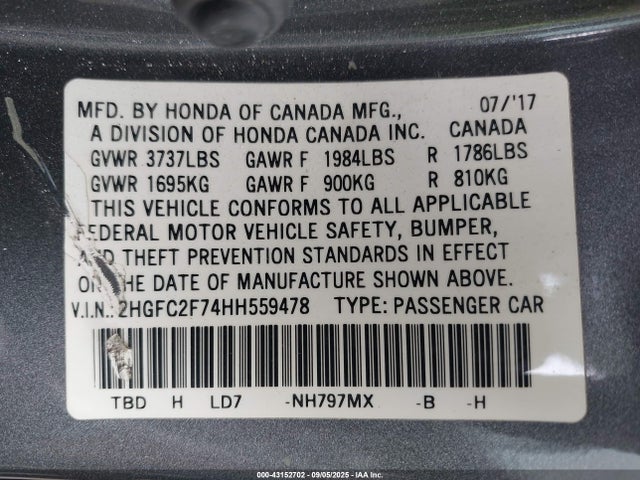 Honda CIVIC EX 2017 2HGFC2F74HH559478 Image 26