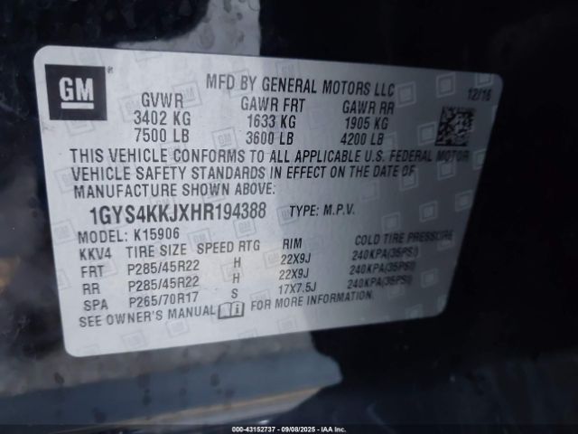 2017 CADILLAC ESCALADE ESV 1GYS4KKJXHR194388 Photo 8