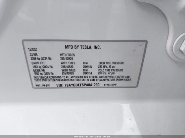 2023 TESLA MODEL Y 7SAYGDEE5PA041200 Photo 8