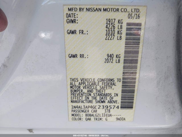 1N4AL3AP4GC239574 Nissan 2016
