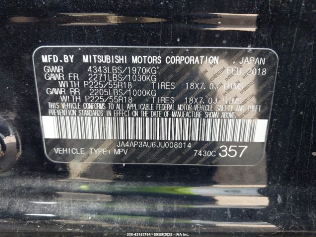 2018 MITSUBISHI OUTLANDER SPORT JA4AP3AU6JU008014 Photo 8