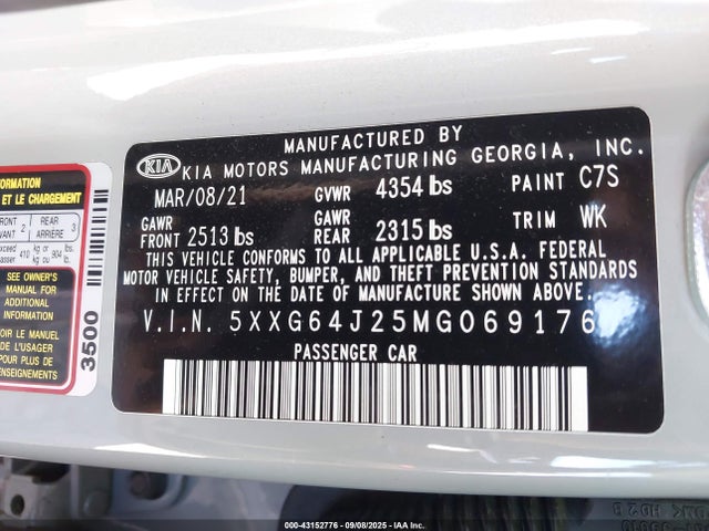 5XXG64J25MG069176 KIA t-gdi gamma ii