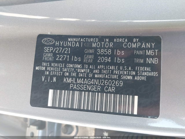 KMHLM4AG4NU260269 Hyundai mpi nu pe