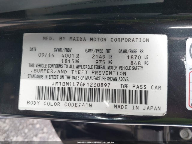 JM1BM1L76F1230897 Mazda Mazda3 I Touring
