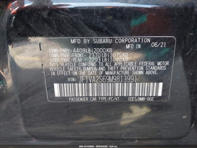 2021 SUBARU WRX STI JF1VA2S69M9813991 Photo 8