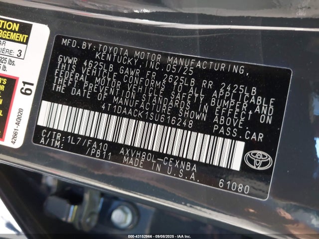 Toyota a25a-fxs 2025 4T1DAACK1SU616248 Image 9