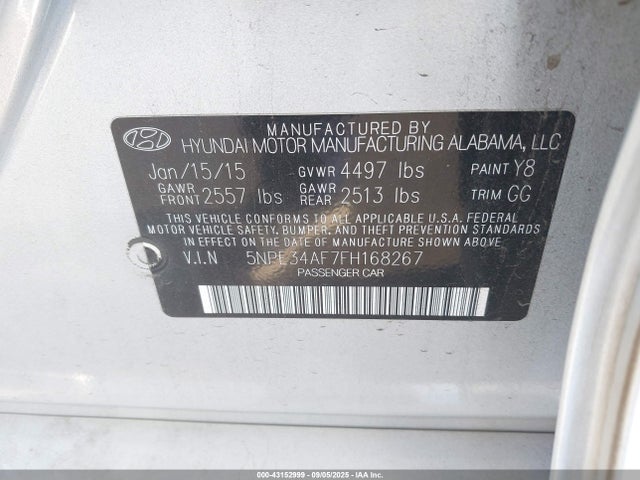 5NPE34AF7FH168267 Hyundai dohc gdi theta-ii