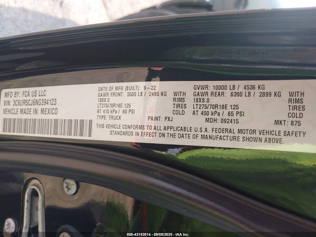 Продаж на аукціоні авто 2022 Ram 2500 Tradesman  4x4 6'4 Box, vin: 3C6UR5CJ6NG394123, номер лоту: 43153014