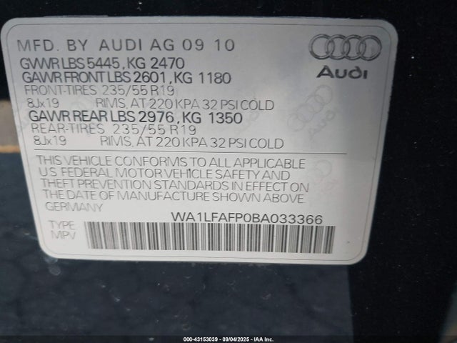 2011 AUDI Q5 WA1LFAFP0BA033366 Photo 8