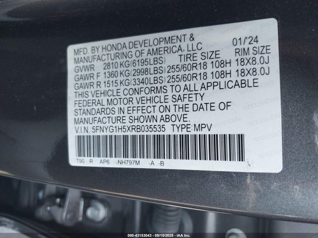 5FNYG1H5XRB035535 Honda j35y8