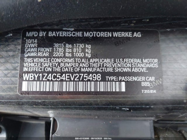 WBY1Z4C54EV275498 BMW 2014