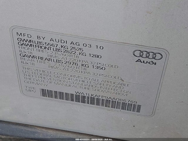 2010 AUDI Q5 WA1LKAFP9AA086769 Photo 8