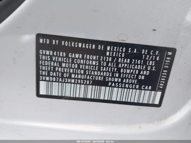 Volkswagen 1.4 tsi 2017 3VWDB7AJ3HM295287 Image 9