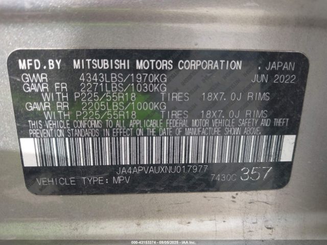 2022 MITSUBISHI OUTLANDER SPORT JA4APVAUXNU017977 Photo 8