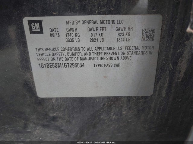 1G1BE5SM1G7296034 Chevrolet le2 - di: direct injection, alum, vvt, gen i, gmna