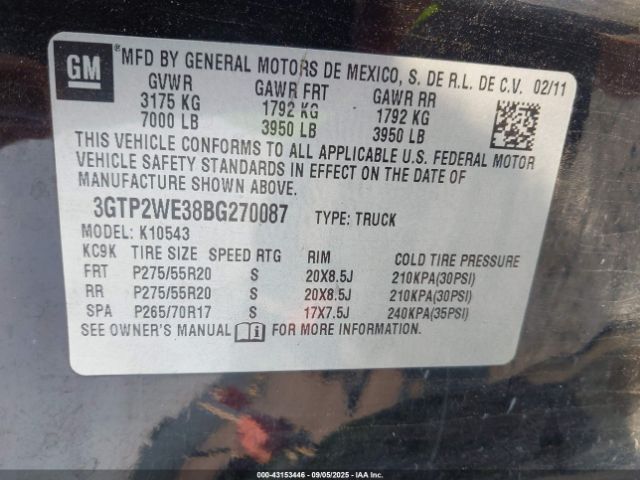 2011 GMC SIERRA 1500 3GTP2WE38BG270087 Photo 8