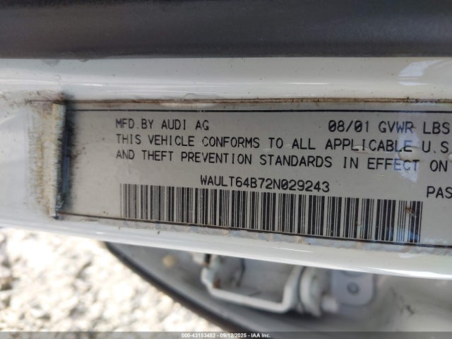 2002 AUDI A6 WAULT64B72N029243 Photo 8