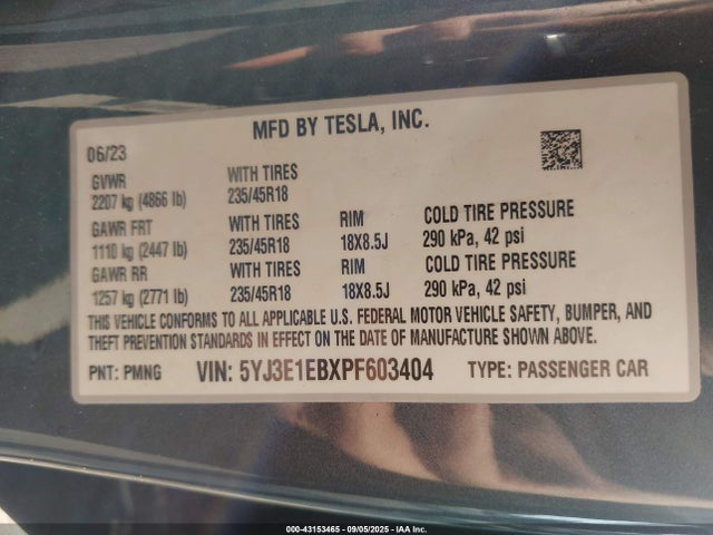 2023 TESLA MODEL 3 5YJ3E1EBXPF603404 Photo 8