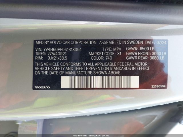 2025 VOLVO XC90 PLUG-IN HYBRID YV4H60PF0S1313054 Photo 8