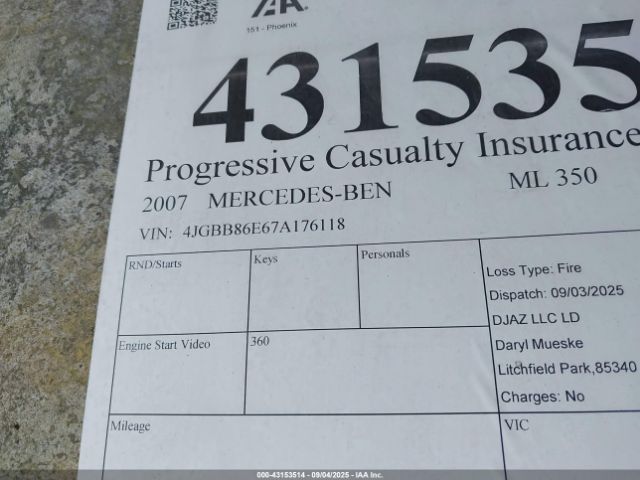 2007 MERCEDES-BENZ ML 350 4JGBB86E67A176118 Photo 8