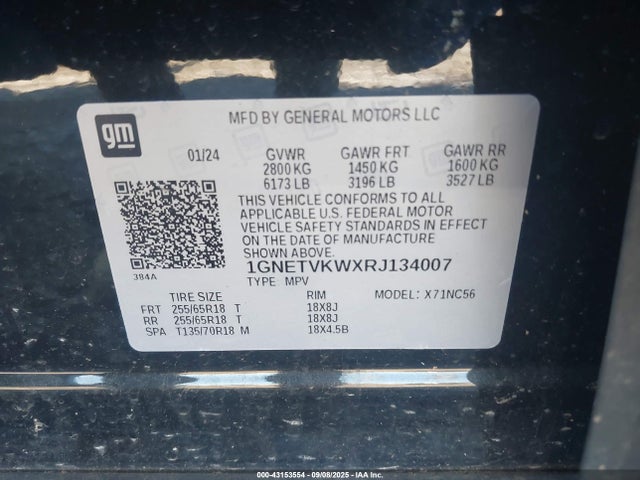 1GNETVKWXRJ134007 Chevrolet lfy