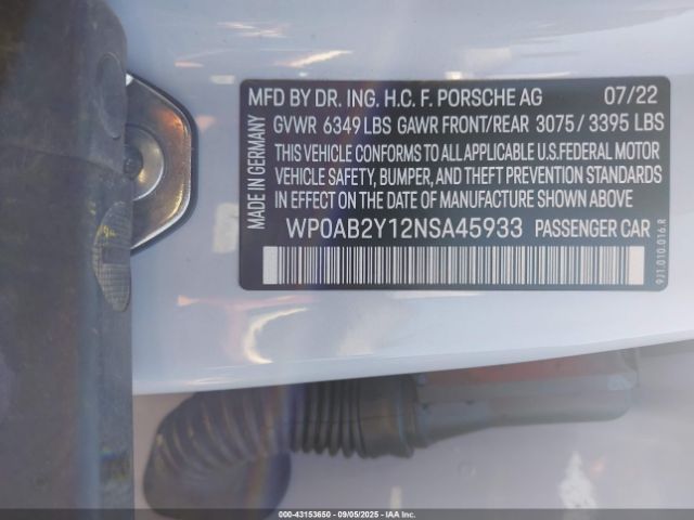 2022 PORSCHE TAYCAN WP0AB2Y12NSA45933 Photo 8