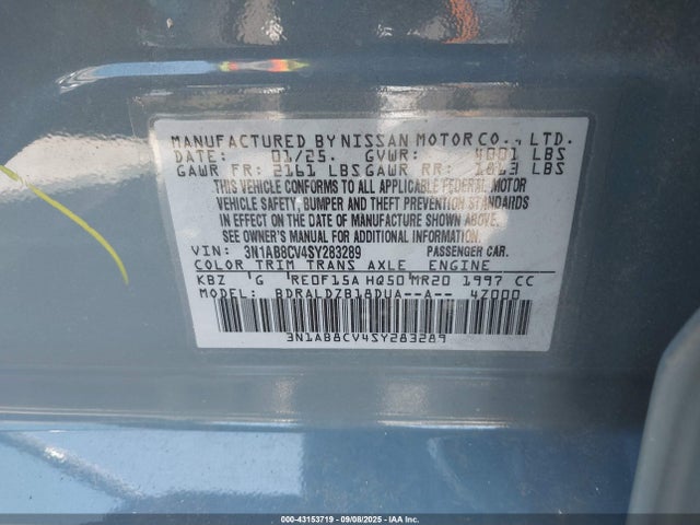 3N1AB8CV4SY283289 Nissan Sentra