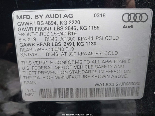 2018 AUDI Q3 WA1JCCFS7JR030030 Photo 8