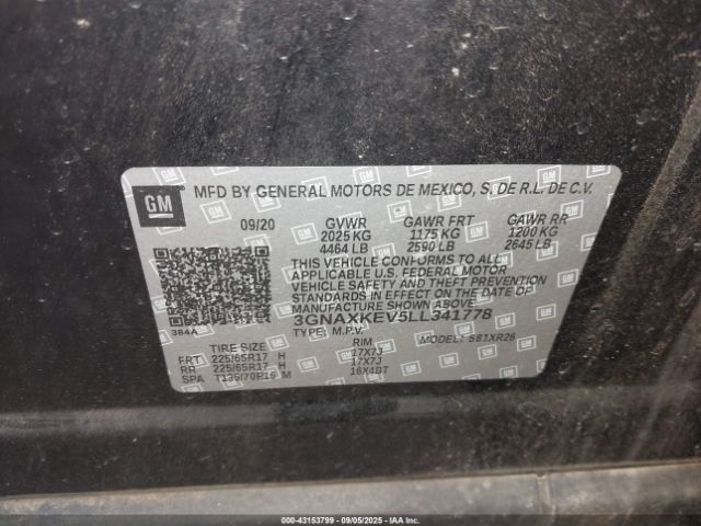 2020 CHEVROLET EQUINOX 3GNAXKEV5LL341778 Photo 8