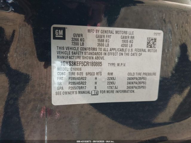 2012 CADILLAC ESCALADE ESV 1GYS3KEF5CR180885 Photo 8