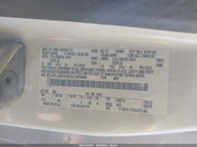 2015 LINCOLN MKC 5LMTJ2AH3FUJ47496 Photo 8