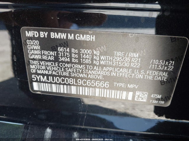 5YMJU0C08L9C65666 BMW X5 M Competition