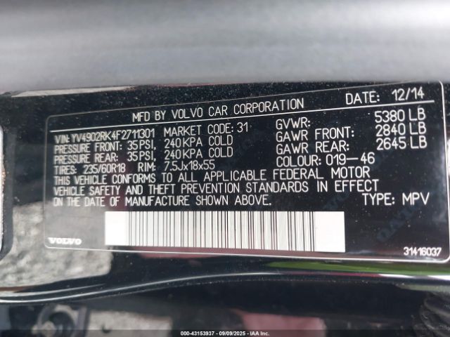 2015 VOLVO XC60 YV4902RK4F2711301 Photo 8