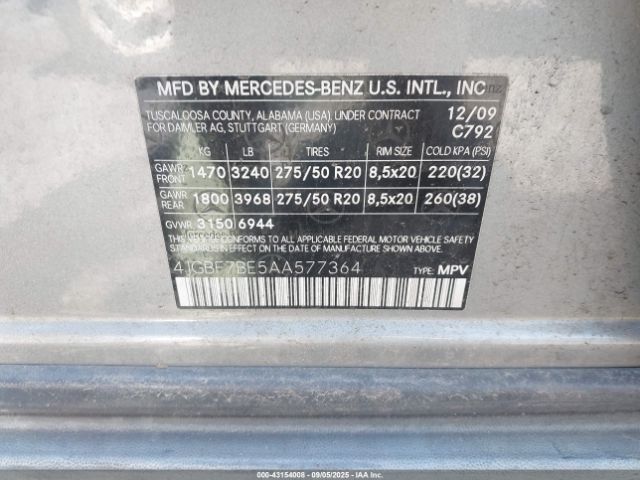 2010 MERCEDES-BENZ GL 450 4JGBF7BE5AA577364 Photo 8