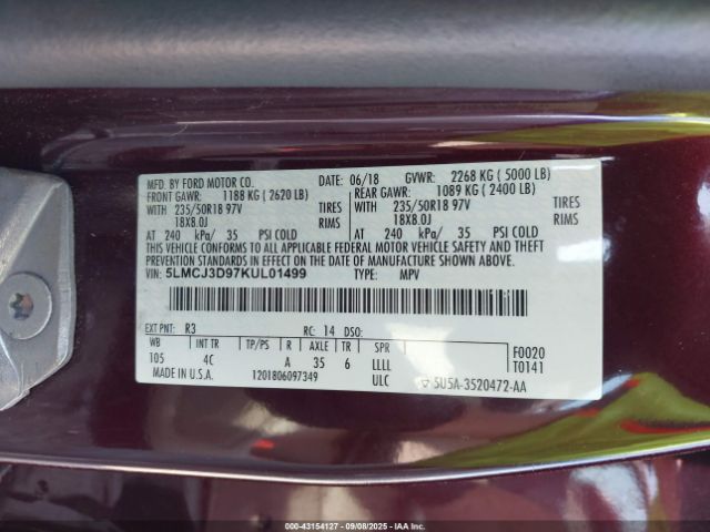 2019 LINCOLN MKC 5LMCJ3D97KUL01499 Photo 8