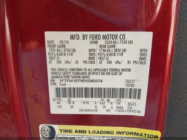 Ford F-150 2014 1FTFW1EF9EKD60374 Image 9